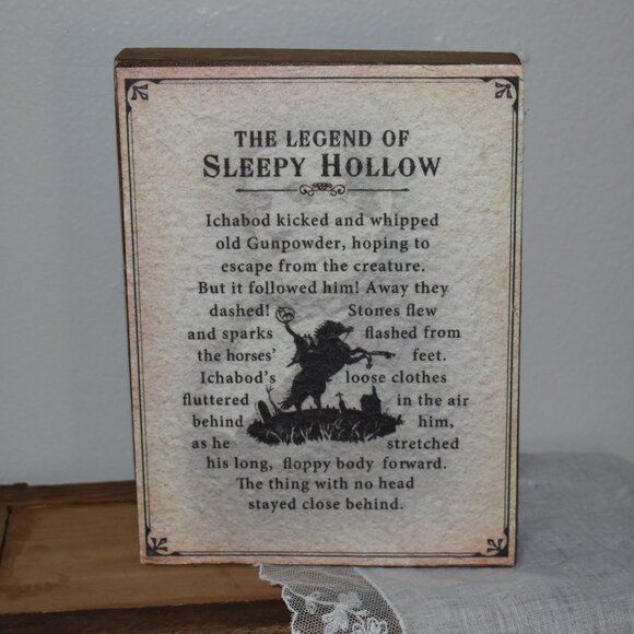 The Legend Of Sleepy Hollow Story Wood Sign Fall Halloween Decor - Picture 1 of 11